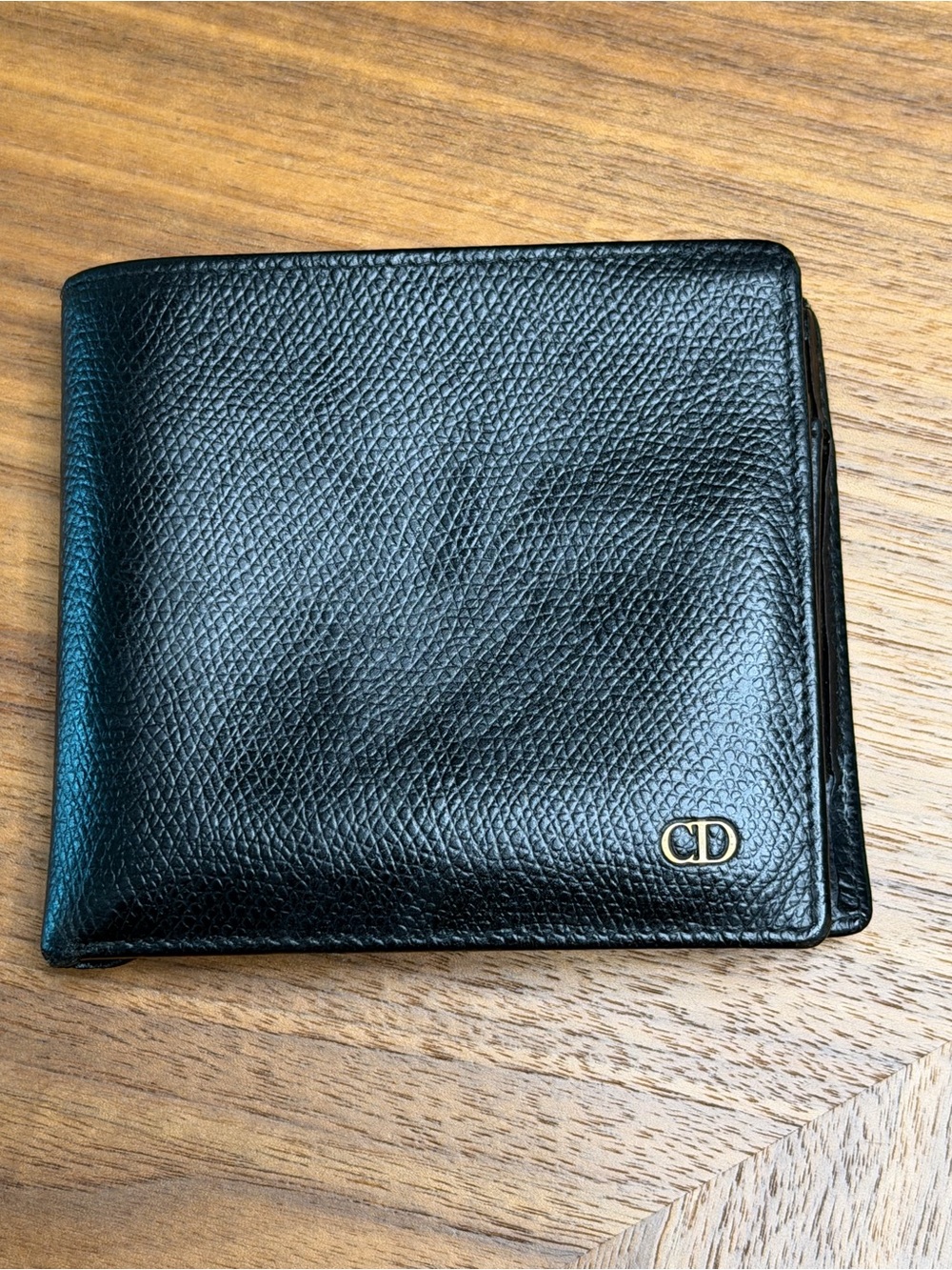 Christian Dior Black Pebbled Leather Men's Bifold Wallet - Vintage Nov 2007